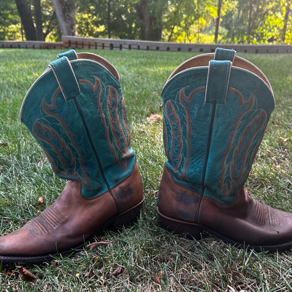 Nocona Turquoise and Brown Western Boots